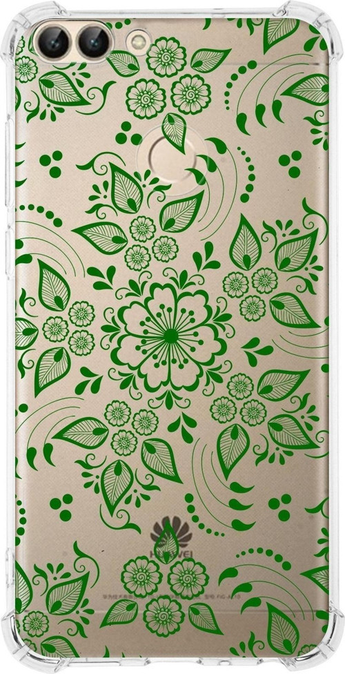 Huawei P Smart Köşe Korumalı Antişok Kapak Nostalji Desen Tasarımlı Şeffaf Kılıf