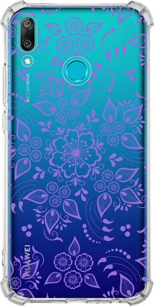 Huawei Y9 2019 Köşe Korumalı Antişok Kapak Nostalji Desen Tasarımlı Şeffaf Kılıf