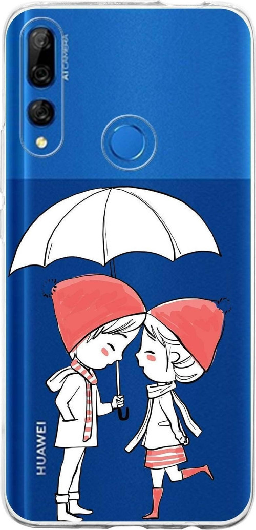 Huawei Y9 Prime 2019 Uyumlu Kapak Aşk Tasarımlı Şeffaf Silikon Kılıf