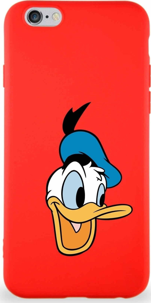 Iphone 6S Uyumlu Soft Premier Kapak Donald Duck-A Tasarımlı Silikon Kılıf - Kırmızı