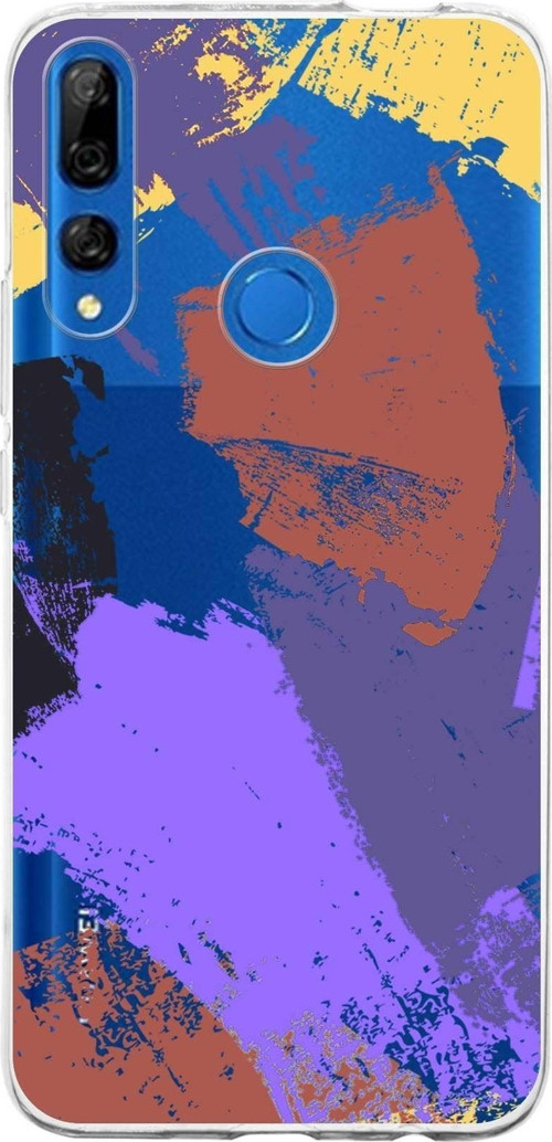 Huawei Y9 Prime 2019 Uyumlu Kapak Brush Stroke Tasarımlı Şeffaf Silikon Kılıf