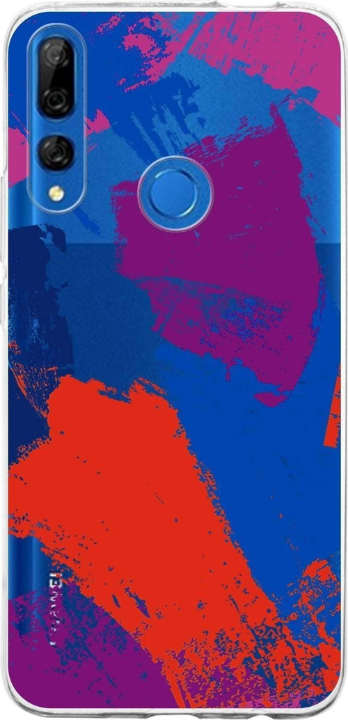 Huawei Y9 Prime 2019 Uyumlu Kapak Brush Stroke Tasarımlı Şeffaf Silikon Kılıf