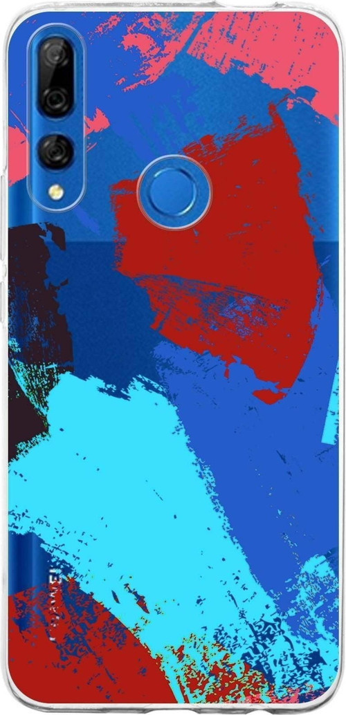 Huawei Y9 Prime 2019 Uyumlu Kapak Brush Stroke Tasarımlı Şeffaf Silikon Kılıf