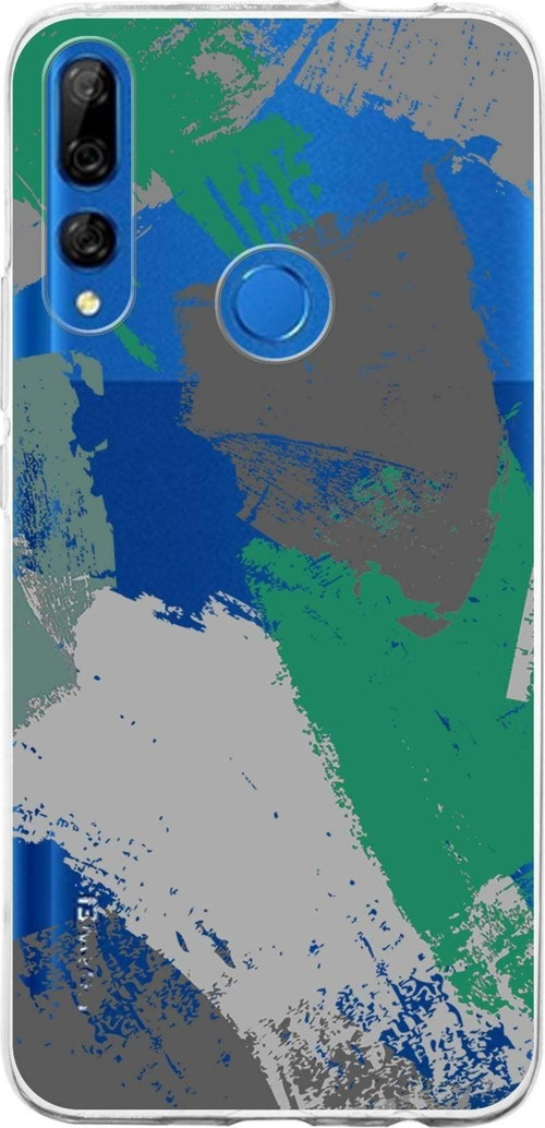 Huawei Y9 Prime 2019 Uyumlu Kapak Brush Stroke Tasarımlı Şeffaf Silikon Kılıf