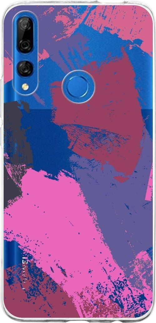 Huawei Y9 Prime 2019 Uyumlu Kapak Brush Stroke Tasarımlı Şeffaf Silikon Kılıf