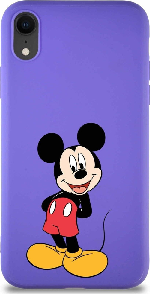 Iphone Xr Uyumlu Soft Premier Kapak Mickey Mouse-B Tasarımlı Silikon Kılıf - Mor