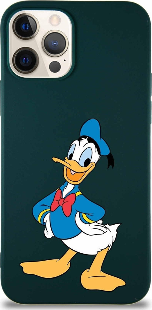 Iphone 12 Pro Uyumlu Soft Premier Kapak Donald Duck-C Tasarımlı Silikon Kılıf - Yeşil