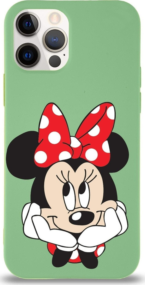 Iphone 12 Pro Max Lansman Kılıf Minnie Mouse Tasarımlı Altı Kapalı Içi Kadife Kaplı Kapak