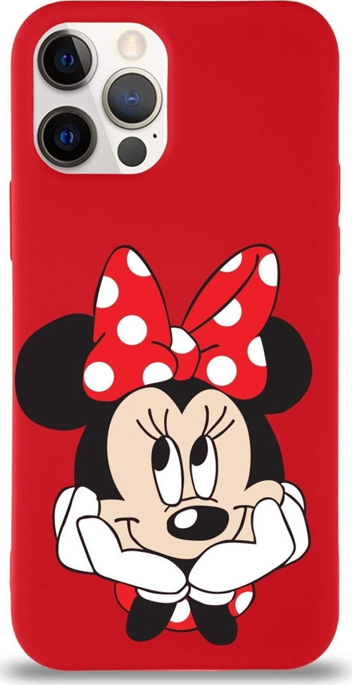 Iphone 12 Pro Max Lansman Uyumlu Kılıf Minnie Mouse Tasarımlı Altı Kapalı Içi Kadife Kaplı Kapak