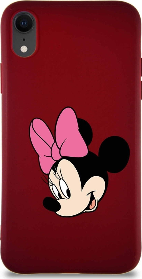 Iphone Xr Uyumlu Soft Premier Kapak Minnie Mouse-B Tasarımlı Silikon Kılıf - Mürdüm