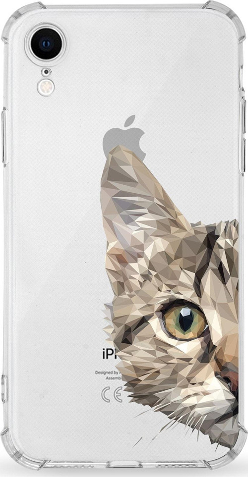 Iphone Xr Uyumlu Darbe Emici Antişok Kapak Catface Tasarımlı Silikon Şeffaf Kılıf