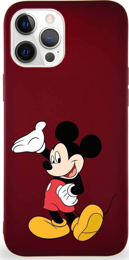 Iphone 12 Pro Max Soft Premier Kapak Mickey Mouse-C Silikon Kılıf - Mürdüm Uyumlu