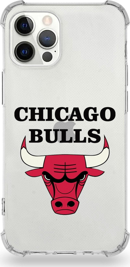 Iphone 12 Pro Max Uyumlu Darbe Emici Antişok Kapak Chicago Bulls Tasarımlı Şeffaf Kılıf