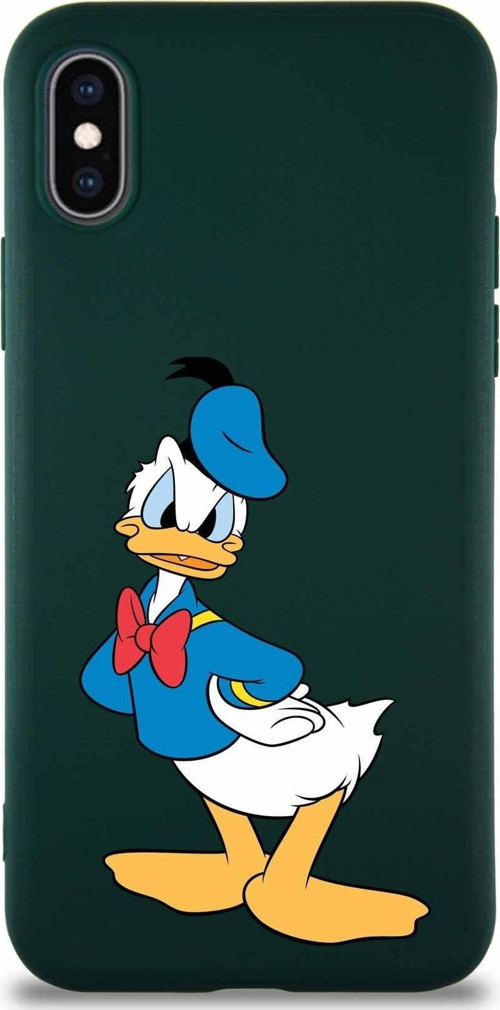 Iphone Xs Uyumlu Soft Premier Kapak Donald Duck-D Tasarımlı Silikon Kılıf - Yeşil
