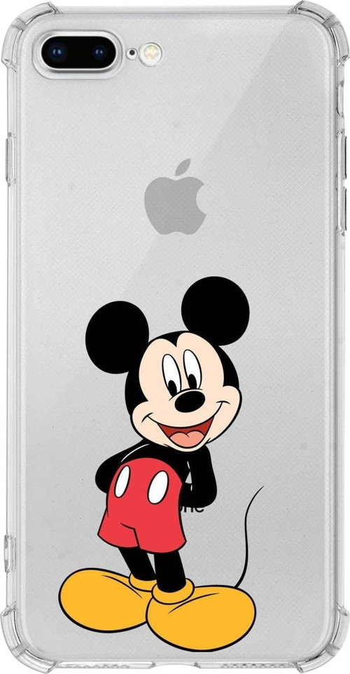 Iphone 7 Plus Uyumlu Köşe Korumalı Antişok Kapak Mickey Mouse Tasarımlı Şeffaf Kılıf