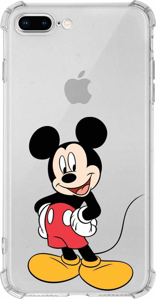 Iphone 7 Plus Uyumlu Köşe Korumalı Antişok Kapak Mickey Mouse Tasarımlı Şeffaf Kılıf