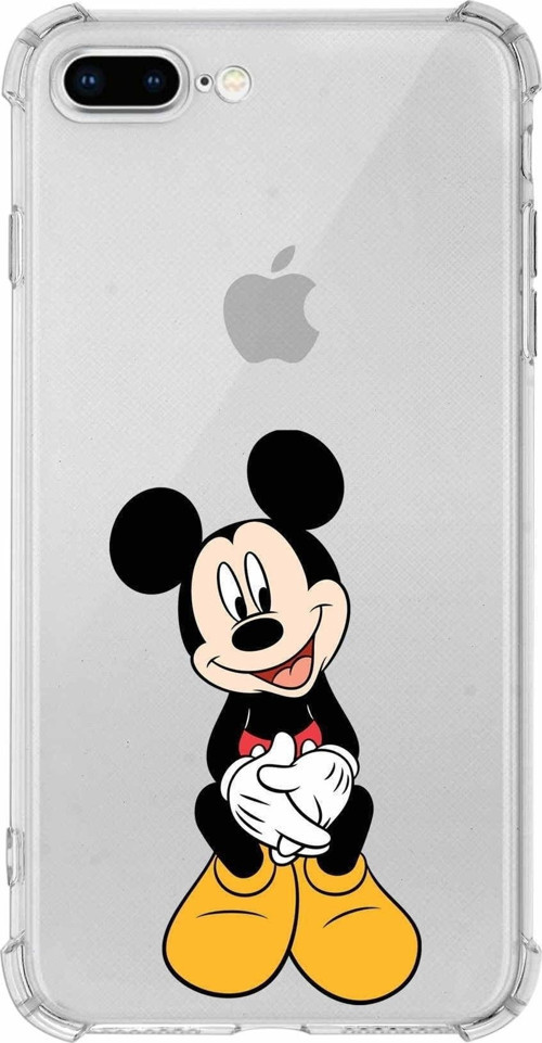 Iphone 7 Plus Uyumlu Köşe Korumalı Antişok Kapak Mickey Mouse Tasarımlı Şeffaf Kılıf