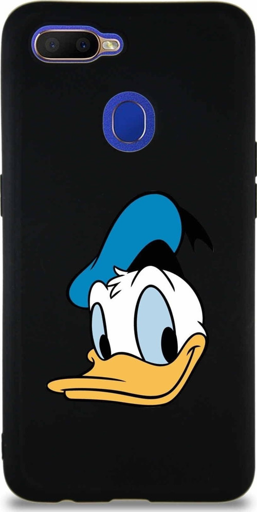 Oppo Ax7 Soft Premier Kapak Donald Duck-B Tasarımlı Silikon Kılıf - Siyah