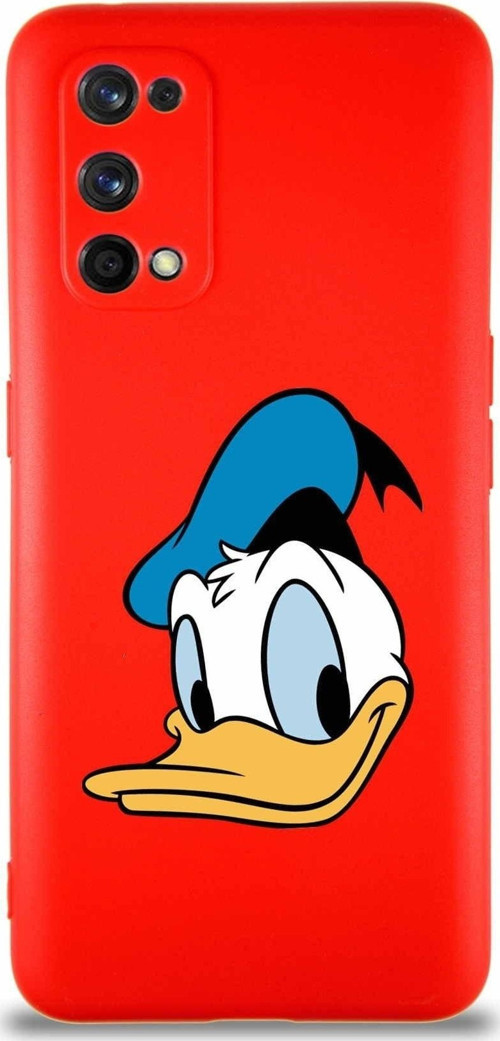 Realme 7 Pro Soft Premier Kapak Donald Duck-B Tasarımlı Silikon Kılıf - Kırmızı