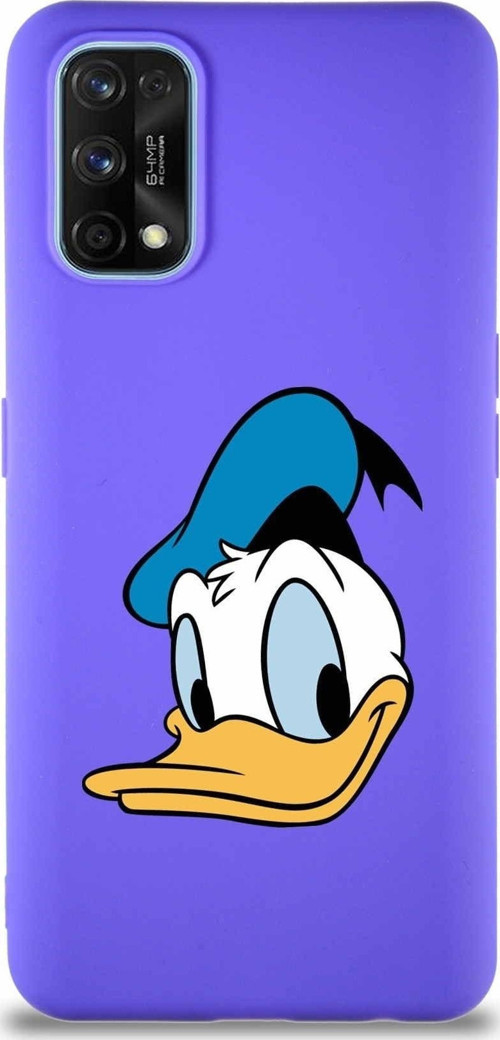 Realme 7 Pro Soft Premier Kapak Donald Duck-B Tasarımlı Silikon Kılıf - Mor