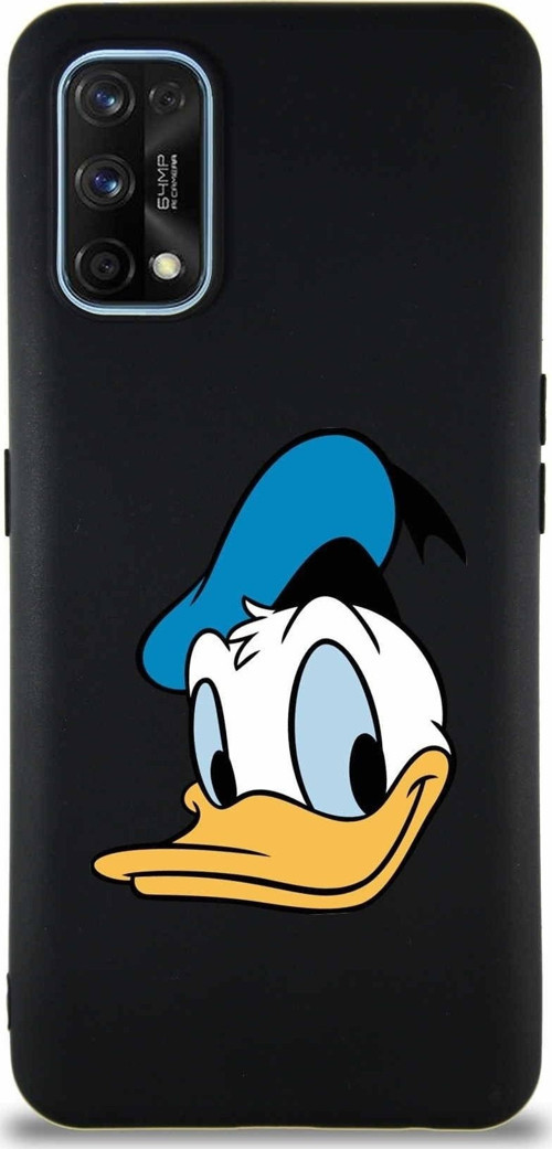Realme 7 Pro Soft Premier Kapak Donald Duck-B Tasarımlı Silikon Kılıf - Siyah