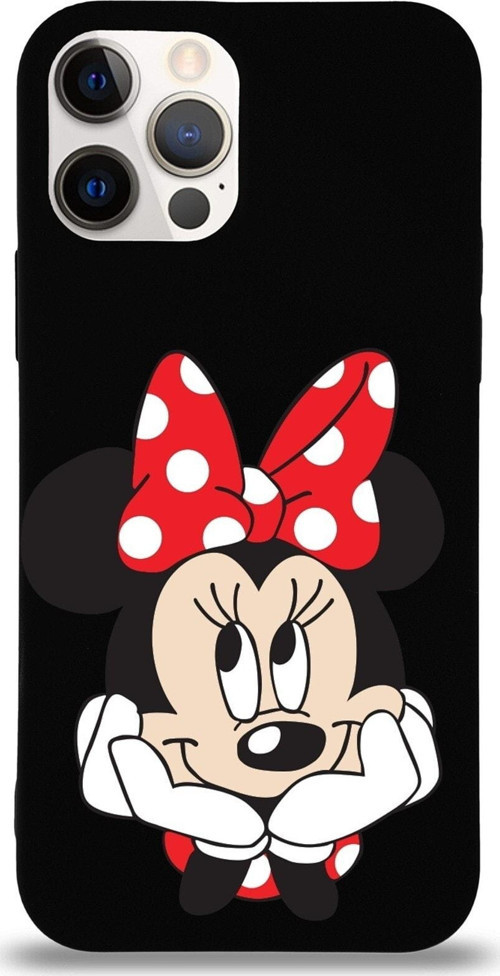 Iphone 12 Pro Max Uyumlu Lansman Kılıf Minnie Mouse Tasarımlı Altı Kapalı Içi Kadife Kaplı Kapak