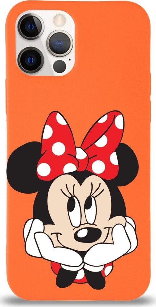 Iphone 12 Pro Max Uyumlu Lansman Kılıf Minnie Mouse Tasarımlı Altı Kapalı Içi Kadife Kaplı Kapak
