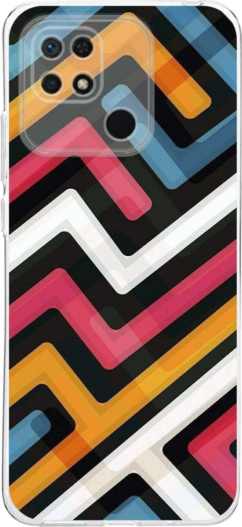 Redmi 10C Kamera Korumalı Kapak Labirent Grafiti Tasarımlı Şeffaf Kılıf
