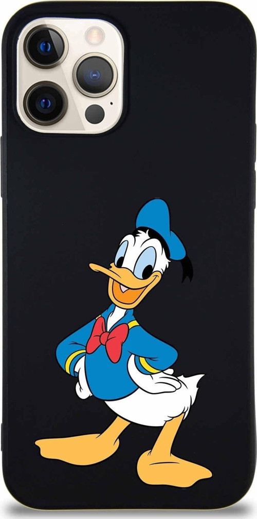 Iphone 12 Prouyumlu Soft Premier Kapak Donald Duck-C Tasarımlı Silikon Kılıf - Siyah