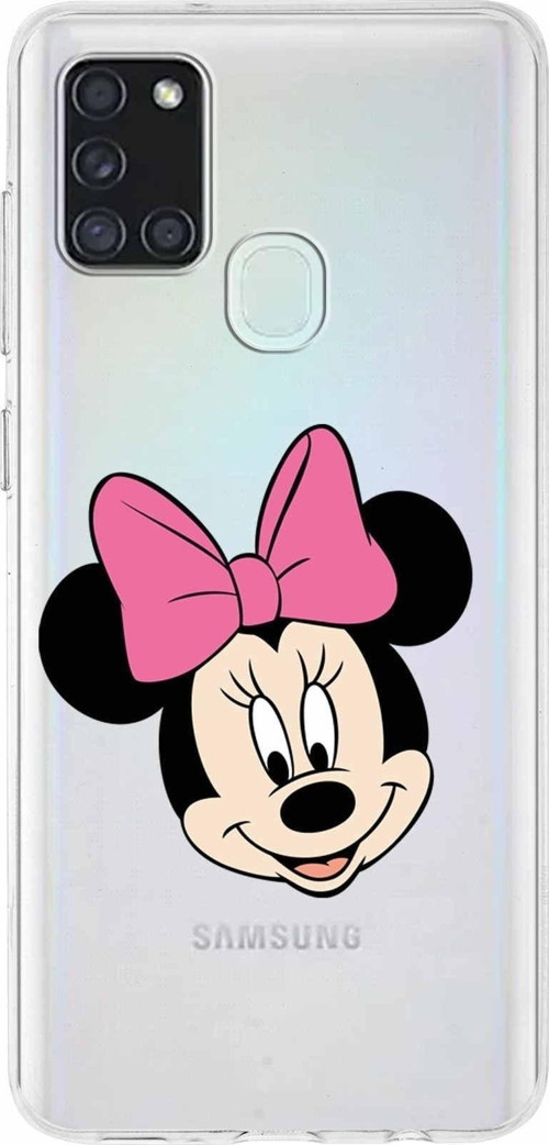 Samsung Galaxy A01 Kapak Minnie Mouse Tasarımlı Şeffaf Silikon Kılıf