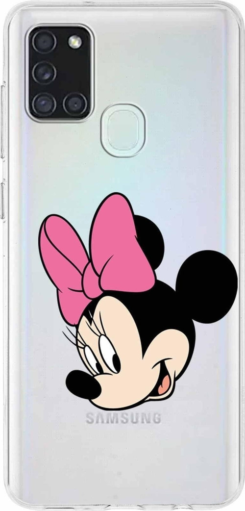 Samsung Galaxy A01 Kapak Minnie Mouse Tasarımlı Şeffaf Silikon Kılıf