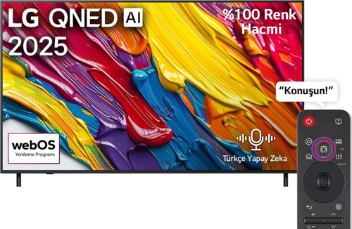65QNED82A6B 65 inç 165 Ekran Uydu Alıcılı 4K Smart TV AI Sihirli Kumanda HDR10 webOS QNED TV 2025
