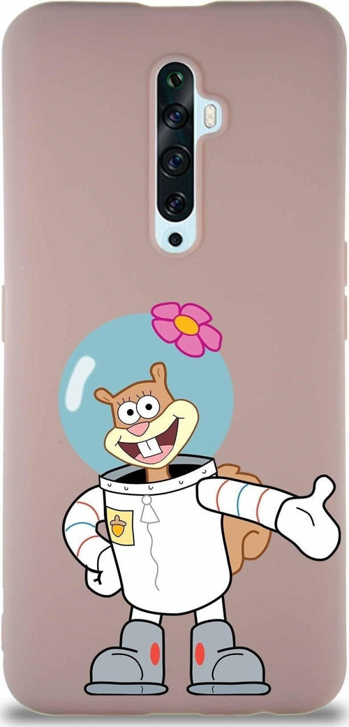 Oppo Reno 2Z Soft Premier Kapak Sandy Tasarımlı Silikon Kılıf - Pudra