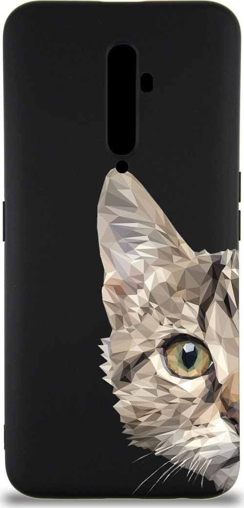 Oppo Reno 2Z Uyumlu Lansman Kılıf Catface Tasarımlı Içi Kadife Kapak-Siyah