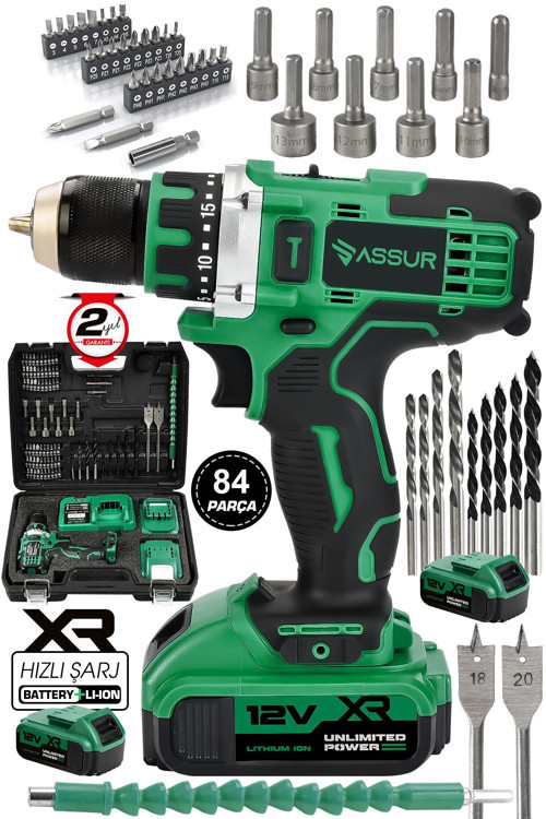 12V Çift Akülü Şarjlı Matkap Metal Şanzıman Akülü Vidalama
