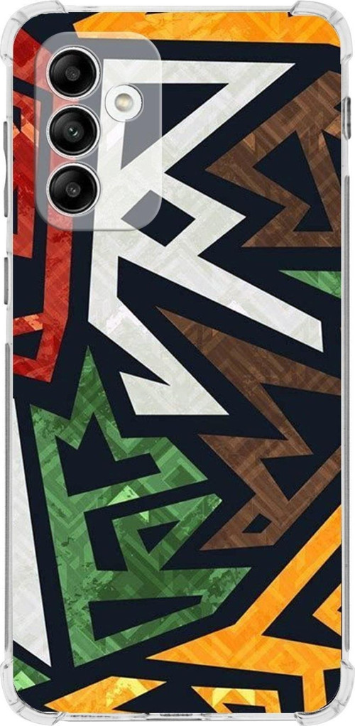 Samsung Galaxy A04S Köşe Korumalı Antişok Kapak Soyut Grafiti Tasarımlı Şeffaf Kılıf