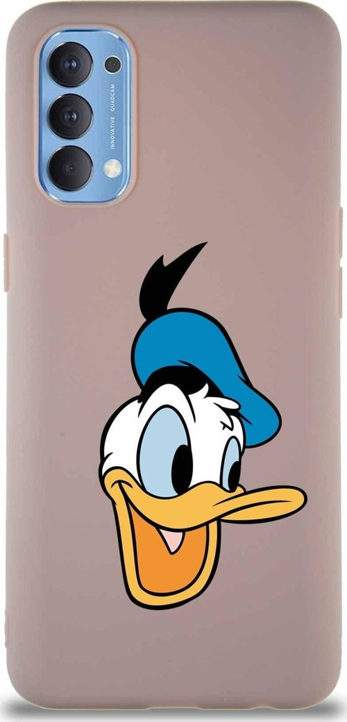 Oppo Reno 4 Soft Premier Kapak Donald Duck-A Tasarımlı Silikon Kılıf - Pudra