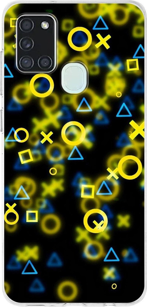 Samsung Galaxy A21S Uyumlu Kapak Semboller Tasarımlı Şeffaf Silikon Kılıf