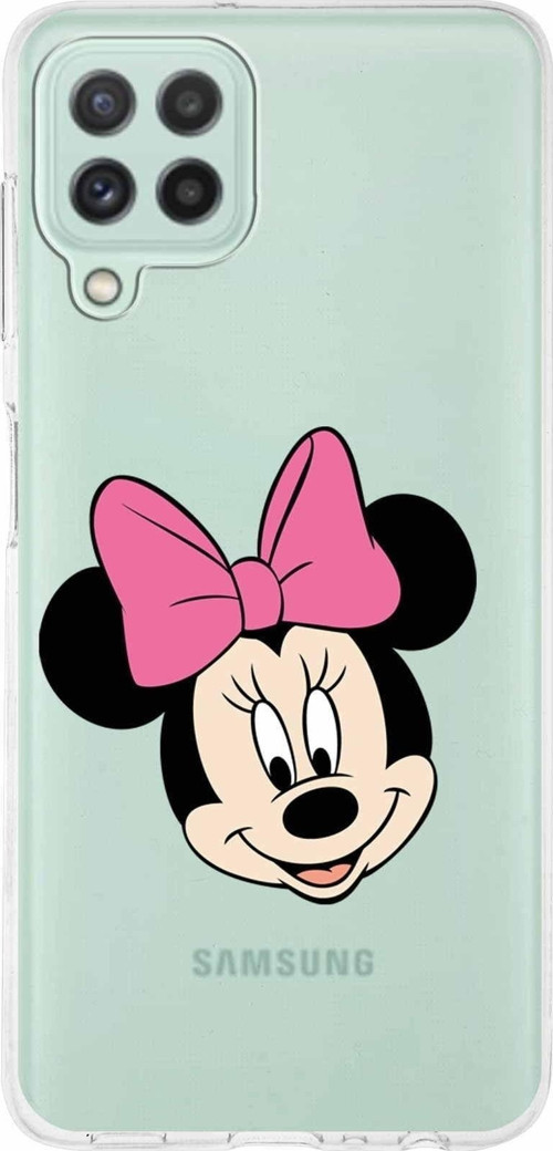 Samsung Galaxy A22 Kapak Minnie Mouse Tasarımlı Şeffaf Silikon Kılıf