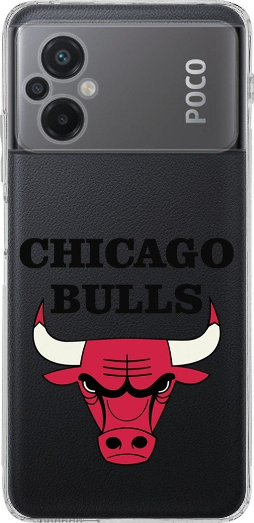 Poco M5 Uyumlu Kamera Korumalı Kapak Chicago Bulls Tasarımlı Şeffaf Kılıf
