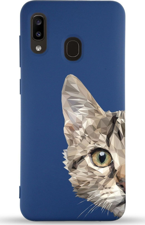 Samsung Galaxy A30 Uyumlu Lansman Kılıf Catface Tasarımlı Içi Kadife Kapak-Lacivert