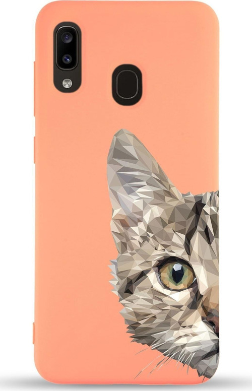 Samsung Galaxy A30 Uyumlu Lansman Kılıf Catface Tasarımlı Içi Kadife Kapak-Turuncu