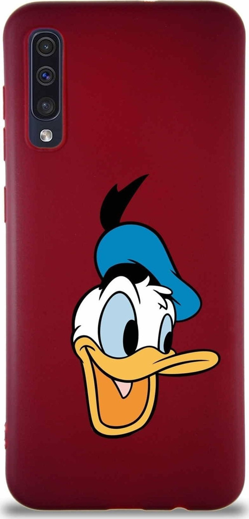 Samsung Galaxy A30S Soft Premier Kapak Donald Duck-A Tasarımlı Silikon Kılıf - Mürdüm