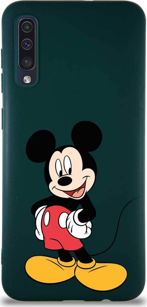 Samsung Galaxy A30S Soft Premier Kapak Mickey Mouse-E Tasarımlı Silikon Kılıf - Yeşil