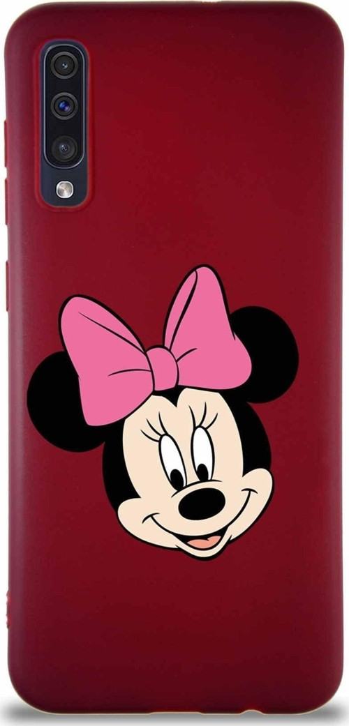 Samsung Galaxy A30S Soft Premier Kapak Minnie Mouse-C Tasarımlı Silikon Kılıf - Mürdüm