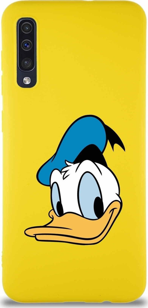 Samsung Galaxy A50 Soft Premier Kapak Donald Duck-B Tasarımlı Silikon Kılıf - Sarı