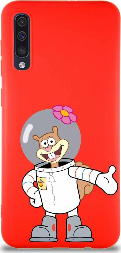 Samsung Galaxy A50 Soft Premier Kapak Sandy Tasarımlı Silikon Kılıf - Kırmızı