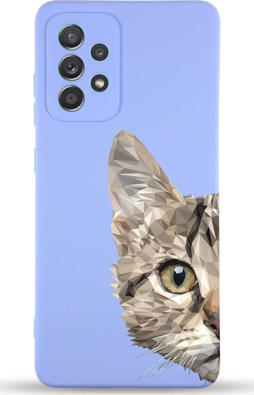 Samsung Galaxy A23 Uyumlu Lansman Kılıf Catface Tasarımlı Içi Kadife Kapak-Lila