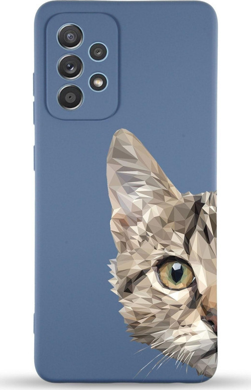 Samsung Galaxy A23 Uyumlu Lansman Kılıf Catface Tasarımlı Içi Kadife Kapak-Petrol Mavisi