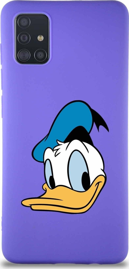 Samsung Galaxy A51 Soft Premier Kapak Donald Duck-B Tasarımlı Silikon Kılıf - Mor